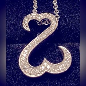 Open Heart Diamond Jane Seymour Necklace & Earrings 925 JWBR